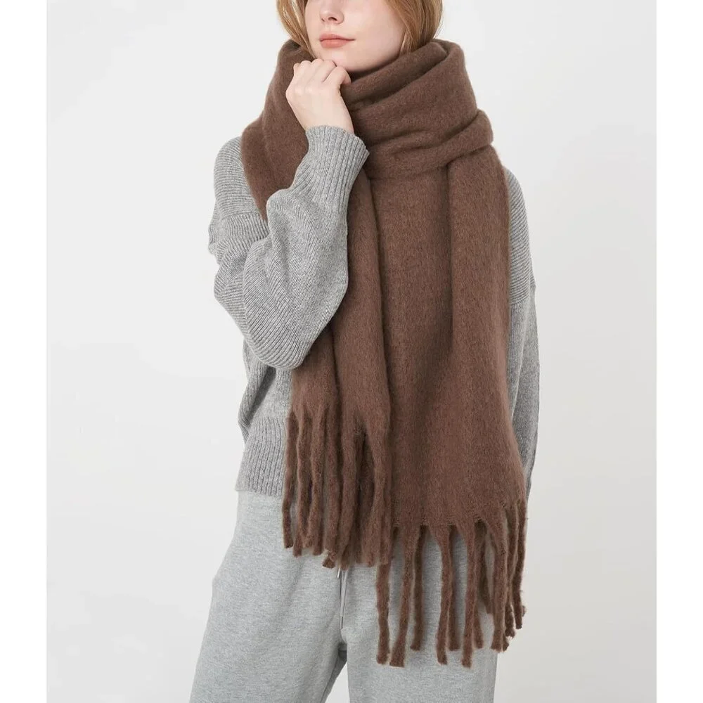 Women's Brown Chunky Scarf Soft Warm Winter Scarf for Cold Weather Christmas
